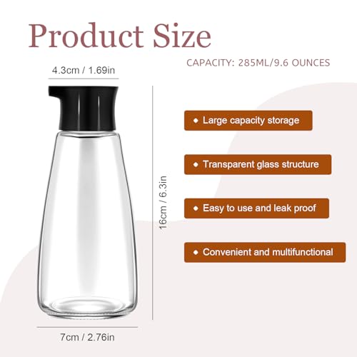 Black Glass Soy Sauce Dispenser Bottle 9.6 oz Leak-Proof Oil & Vinegar Cruet