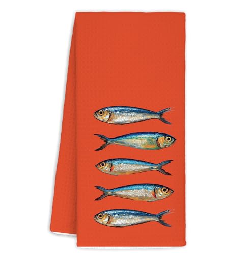 Funny Sardine Kitchen Towels - 16x24 Inch Hand Towels for Home Decor