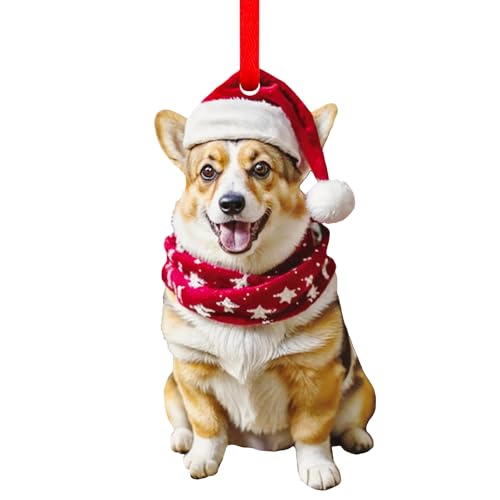 Corgi Christmas Ornament - Cute 2D Acrylic Decoration for Tree