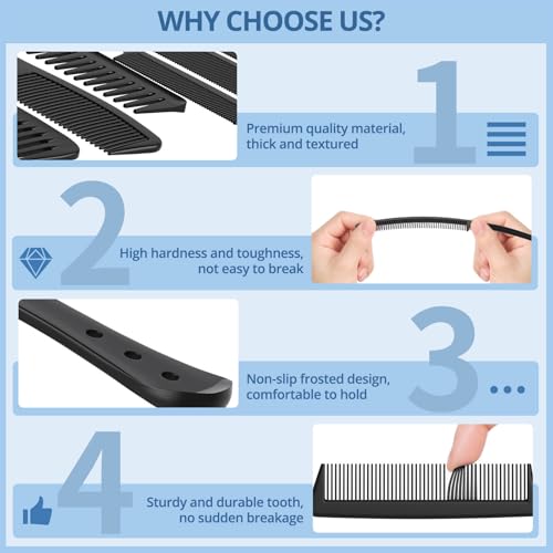 Kolavia 6-Piece Carbon Fiber Hair Comb Set, Professional Detangling & Styling Combs