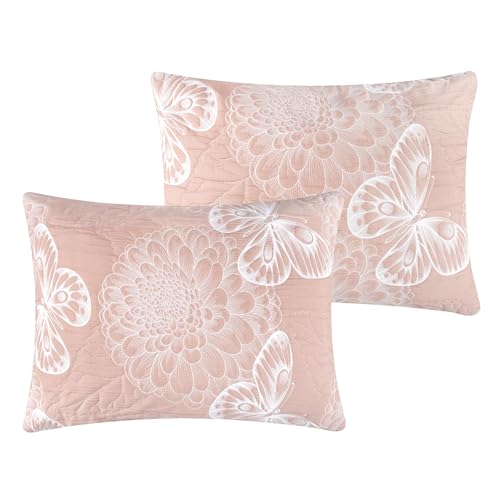 Pink Reversible Mariposa Blossom and Butterfly Pillow Sham 26x20 for Standard Bed