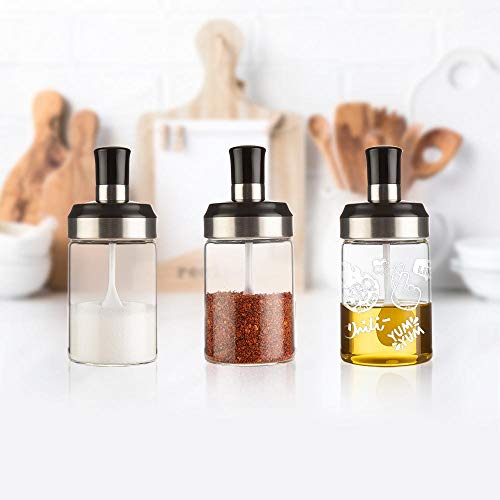 BOILING POINT Glass Condiment Jar with Spoon & Airtight Lid - 280ml