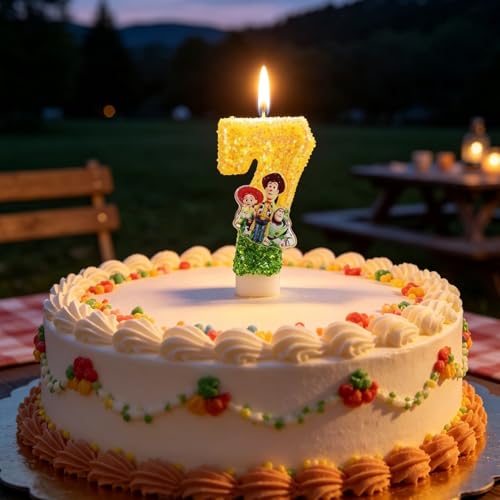 Cartoon Birthday Number 7 Candle - Toy Theme Cake Decoration