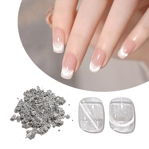 Gyraolvant Silver Cat Eye Chrome Nail Powder for Gel Polish