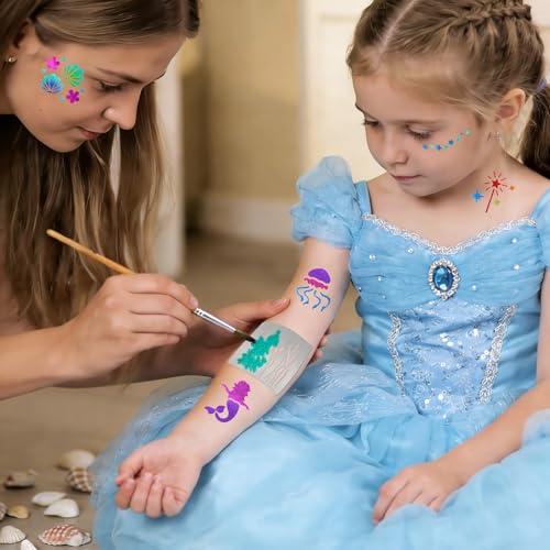 157pcs Mermaid Temporary Tattoo Stencils for Kids Body Paint