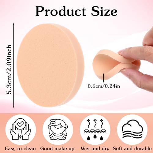 12 Pcs Round Makeup Sponges, Soft Foam Applicator Puffs for Liquid Foundation