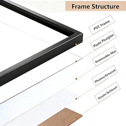8x10 Black Picture Frame for Wall Display - Fits 5x7 with Mat