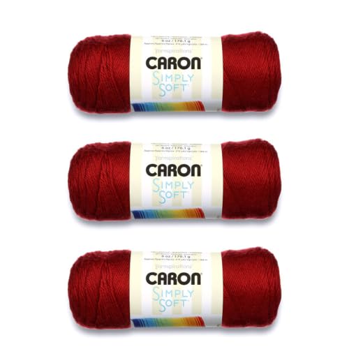 Caron Simply Soft Yarn - Medium Gauge 100% Acrylic, 6 oz, Autumn Red