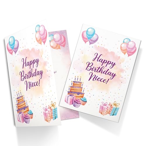 Premium A5 Birthday Card for Niece with Watercolour Design