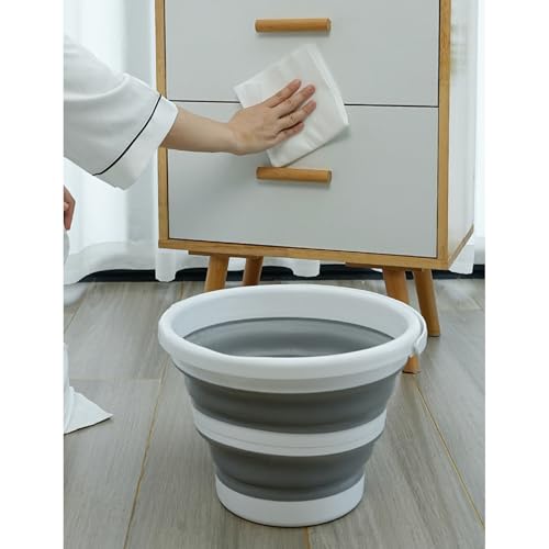 Gray Collapsible Bucket 5L - Portable Water Bucket for Cleaning & Camping