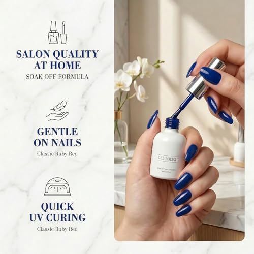 Finenohoory Dark Blue Gel Nail Polish Soak Off UV LED 8ml