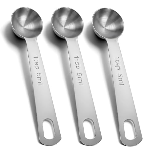3-Piece Stainless Steel Teaspoon Measuring Set for Accurate Cooking