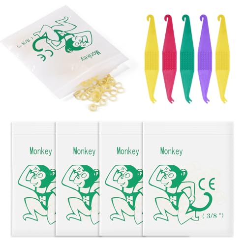 Keilend Orthodontic Rubber Bands 500 Pcs 3/8 Inch Heavy 4.5 Oz with 5 Placers