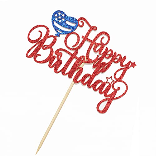 4th of July Happy Birthday Cake Topper - Patriotic Party Decor