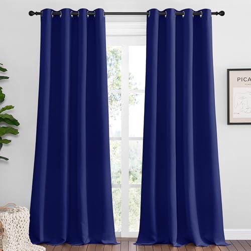 NICETOWN Navy Blue Blackout Curtains - 2 Panels 55" x 102"
