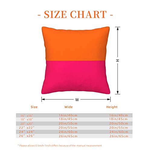 Abaysto 18x18 Inch Half Orange & Bright Pink Throw Pillow Cover with Hidden Zipper