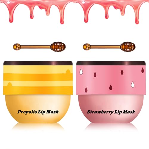 Bee Lip Balm Honey Pot Set - 2PCS Hydrating Overnight Lip Mask