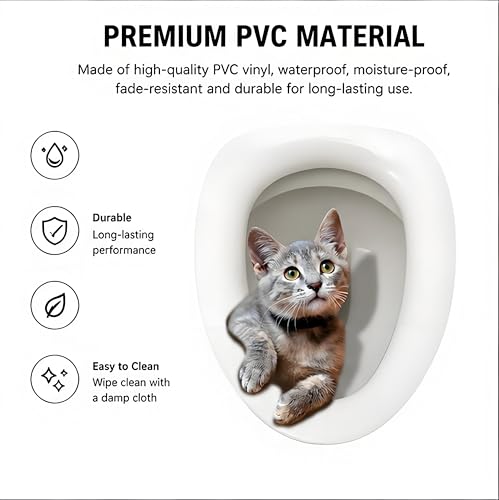 Cute Cat Toilet Lid Decal - Waterproof Self-Adhesive Bathroom Decor