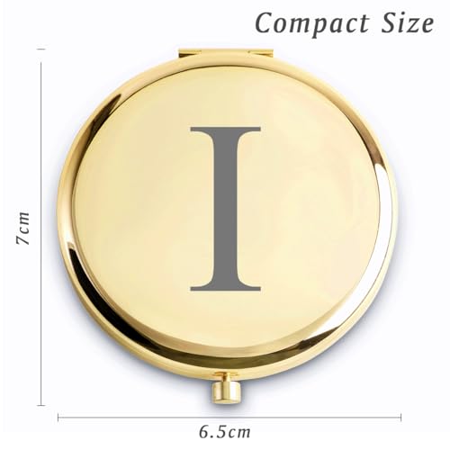 QUSTGO Personalized Monogram Compact Mirror - Custom Engraved Gift for Women