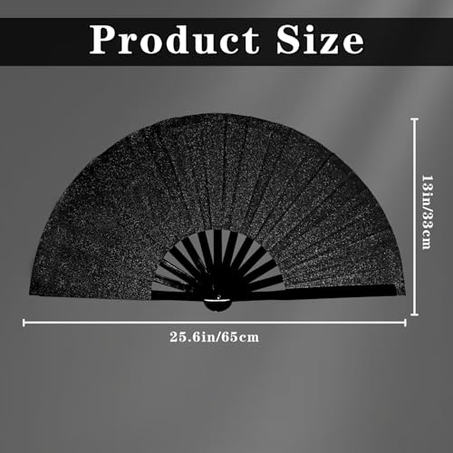 Large Glitter Folding Hand Fan for Rave & Music Festivals