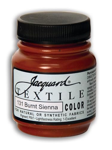 Jacquard Burnt Sienna Textile Paint 2.25 Oz - Permanent Fabric & Upholstery Paint