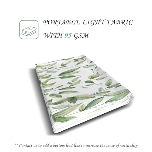 Yeele 60x72 Inch Green Leaves Shower Curtain - Waterproof Floral Design