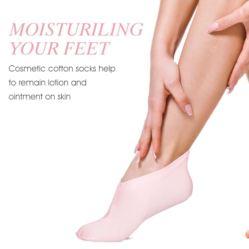 Moisturizing Cotton Socks for Dry Cracked Feet - 4 Pairs Reusable Overnight Foot Treatment
