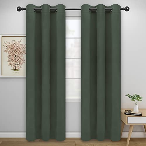 Easy-Going Greyish Green Blackout Curtains, 42x95 in, 2 Panels