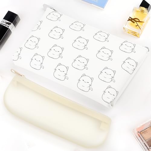 Manmihealth Silicone Makeup Bag Cute Cat Cosmetic Pouch for Travel