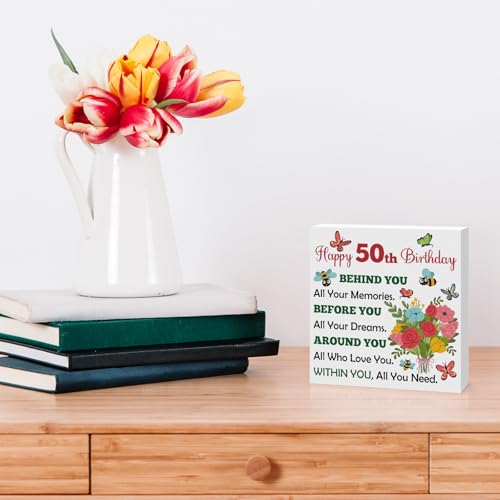 50th Birthday Wooden Box Sign - Meaningful Gift for Women