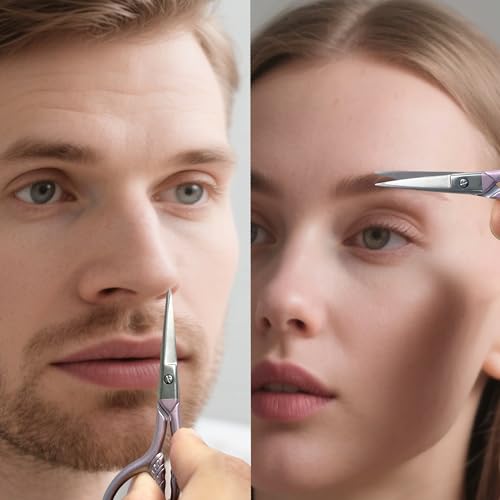 GEMGIMY Precision Beauty Scissors 2-Piece Set for Facial Hair Eyebrow Trimming and DIY Crafts