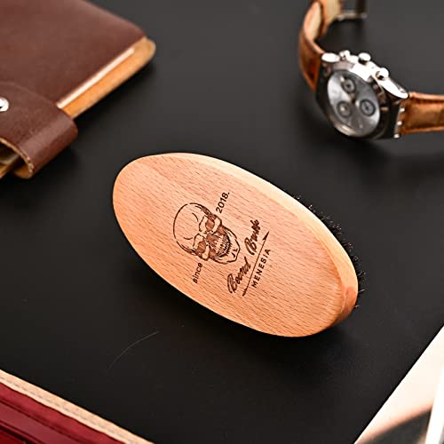 Menesia Soft Boar Bristle Beard Brush - Travel Size Wooden Grooming Brush