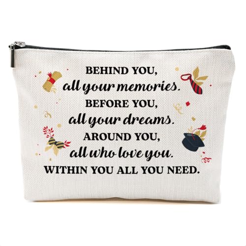 Graduation Gift Linen Makeup Bag Inspirational Cosmetic Pouch