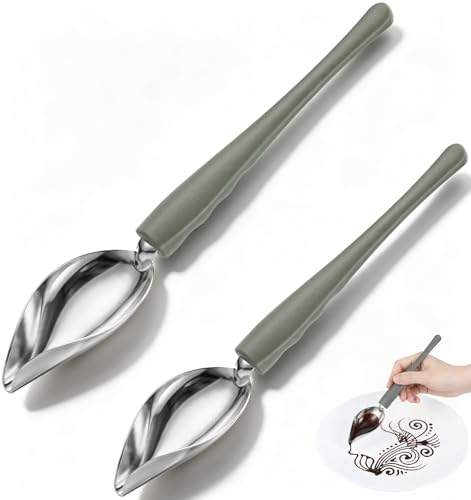 2-Piece Stainless Steel Plating Drizzle Spoon Set for Dessert Decorating