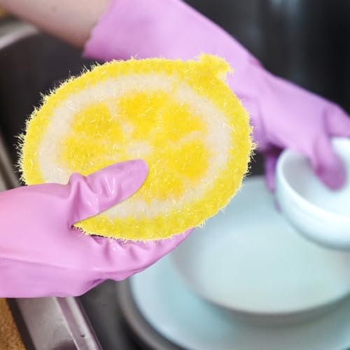 Minkissy 4-Pack Microfiber Lemon Dish Cloths - Super Absorbent Kitchen Scrubber