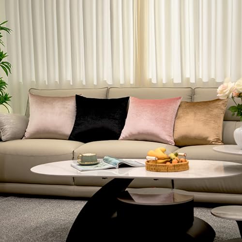 Counfeisly Pink Velvet Throw Pillow Covers, 18x18 Inch, 2 Pack