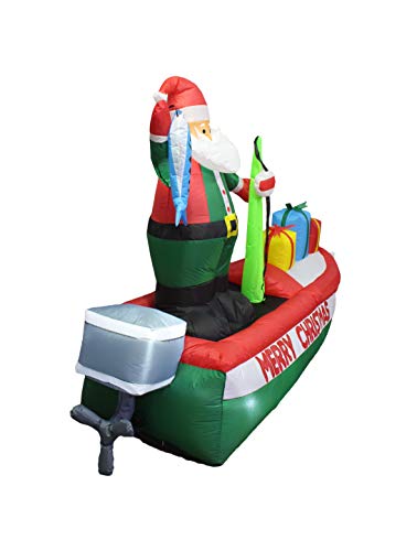 8 Foot Inflatable Santa Claus on a Fishing Boat Outdoor Holiday Decor