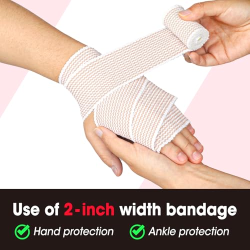 6 Pack Premium Elastic Bandage Wrap(2x2, 2x3, 2x4), Compression Bandage Wrap, Lymphedema Wraps for Legs, Ankle, Knee, Tummy