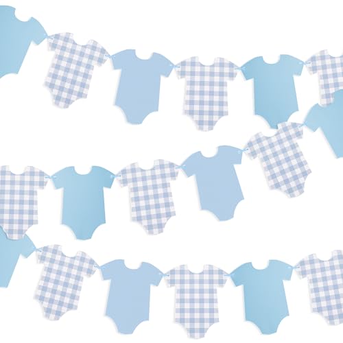 Blue Baby Bodysuit Bunting Banner - Pre-Strung Baby Shower Decor