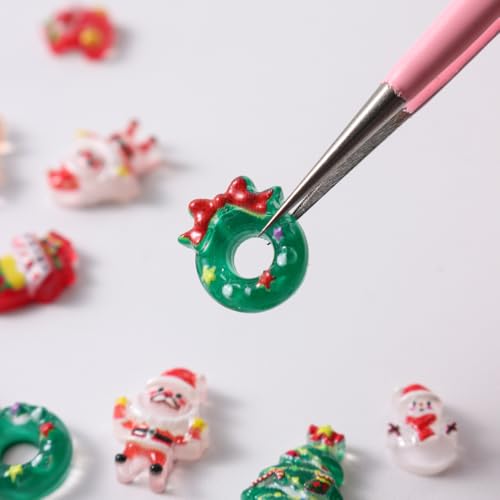 Christmas Nail Charms 3D Resin Snowman Santa Reindeer Gems
