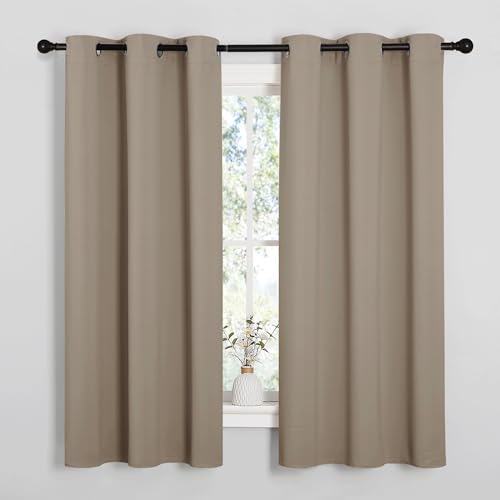 NICETOWN Blackout Curtains, Taupe 34"W x 40"L Grommet Thermal Panels (Set of 2)