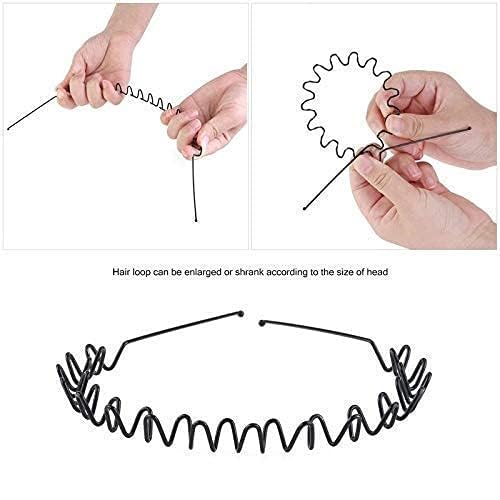 Cosletic Black Metal Wavy Hair Band Flexible Zig Zag Hair Hoop 2-Pack