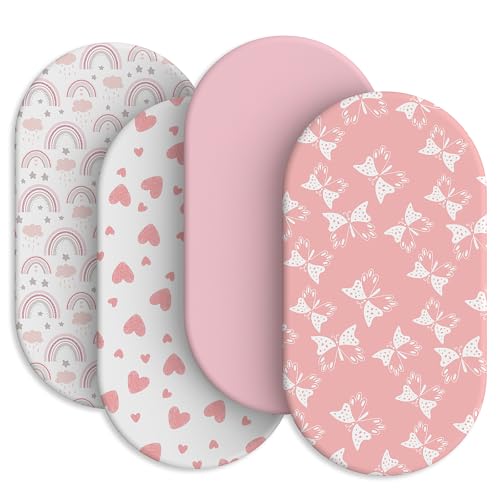 IOCCLH 4-Pack Fitted Bassinet Sheets, Soft Microfiber for Halo & More, Pink
