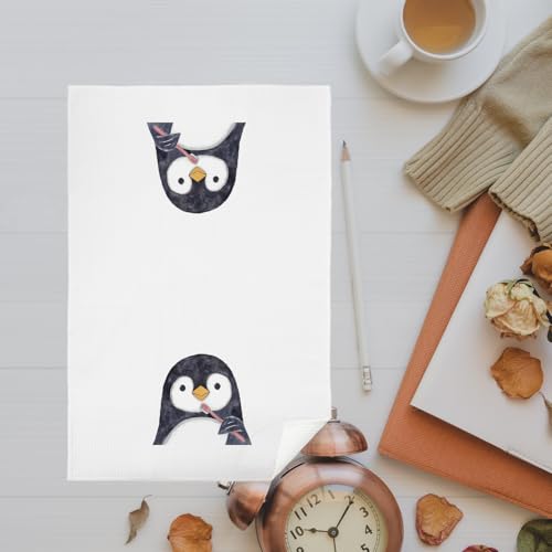 KAOWT Penguin Bathroom Hand Towels - Cute Animal Kids Gift, 16x24 Inches