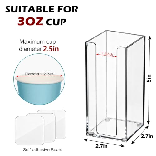 Wall-Mounted Cup Dispenser for 3oz Mouthwash Cups - Clear Acrylic