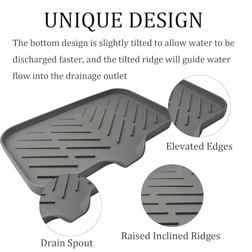 Silicone Bathroom Soap Dish & Sponge Holder - 9"x5" Grey