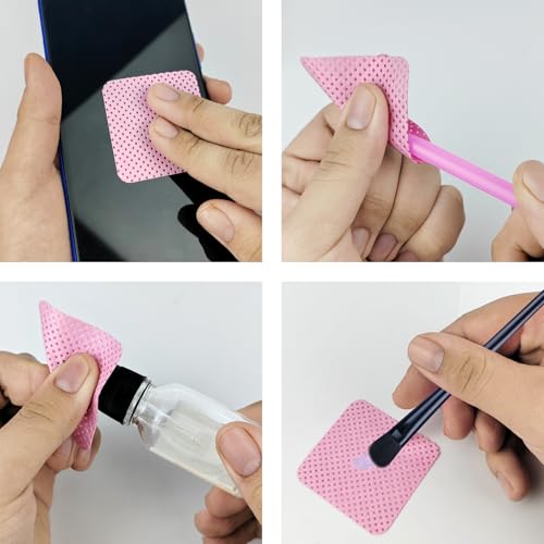 Lint Free Nail Wipes 300 Pcs Non-Woven Polish Remover Pads Pink