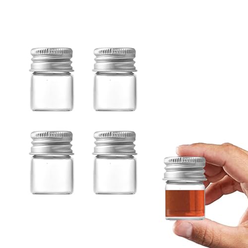 4-Pack 5ml Mini Glass Jars with Aluminum Screw Caps for Crafts & Storage