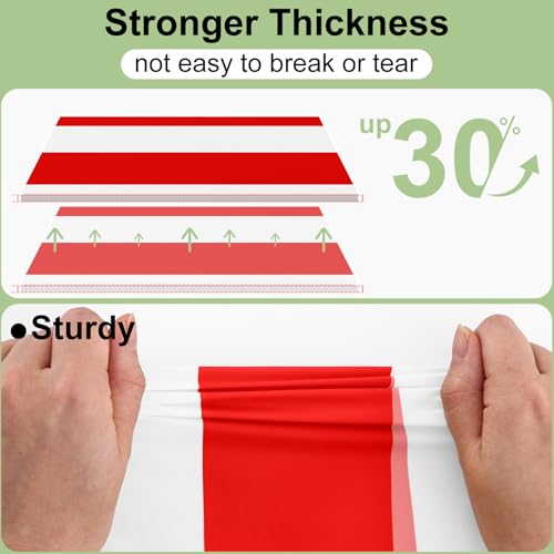misaya 3-Pack 54" x 108" Red & White Striped Disposable Tablecloths