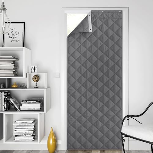 NICETOWN Grey 80-Inch Insulated Thermal Door Curtain, 32" W x 80" L, Energy Saving